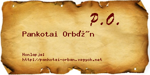 Pankotai Orbán névjegykártya